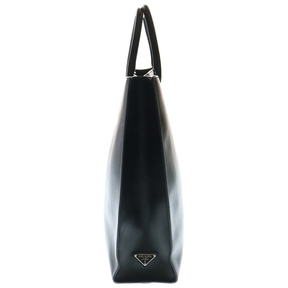 PRADA(プラダ) トライアングルロゴ トートバッグ ハンドバッグ ブラック ガンメタ金具 カーフレザー 1BA332
