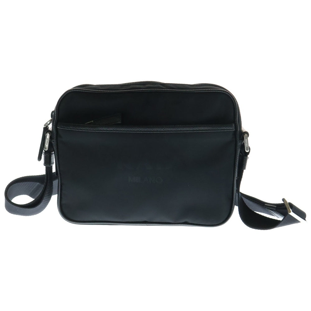 PRADA(プラダ) トライアングル ロゴジャカード ショルダーバッグ ミニバッグ ブラック シルバー金具 ロゴ三角プレート ナイロン 2VH144