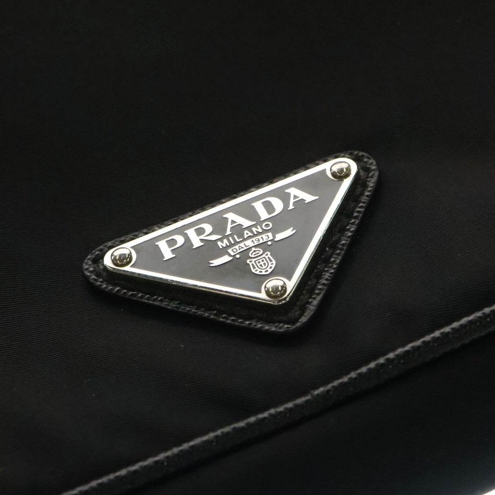 PRADA(プラダ) トライアングル ロゴジャカード ショルダーバッグ ミニバッグ ブラック シルバー金具 ロゴ三角プレート ナイロン 2VH144