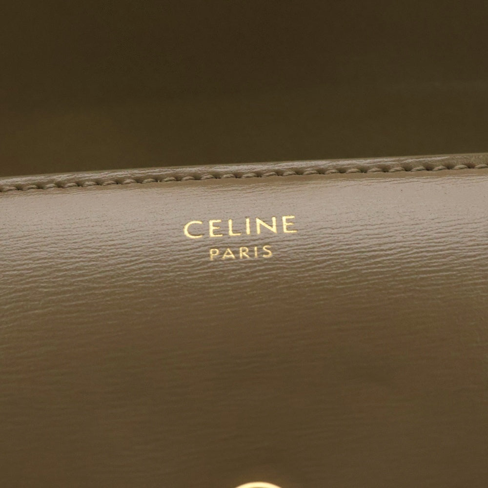 CELINE(セリーヌ) トリオンフ コンパクトウォレット 三つ折り財布 コインケース ベージュ ブラウン グレージュ カーフレザー ゴールド金具