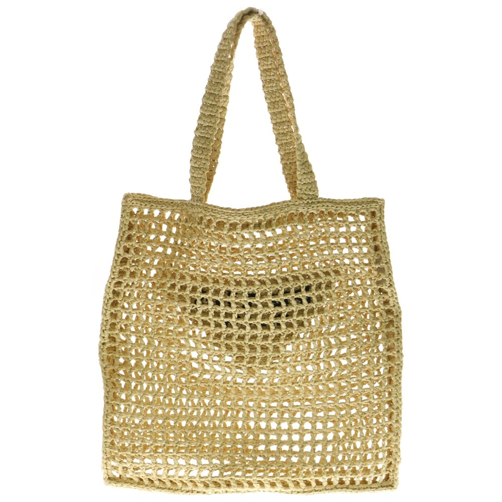 PRADA(プラダ) クロシェ トライアングルロゴ トートバッグ ハンドバッグ ベージュ ラフィア 1BG393