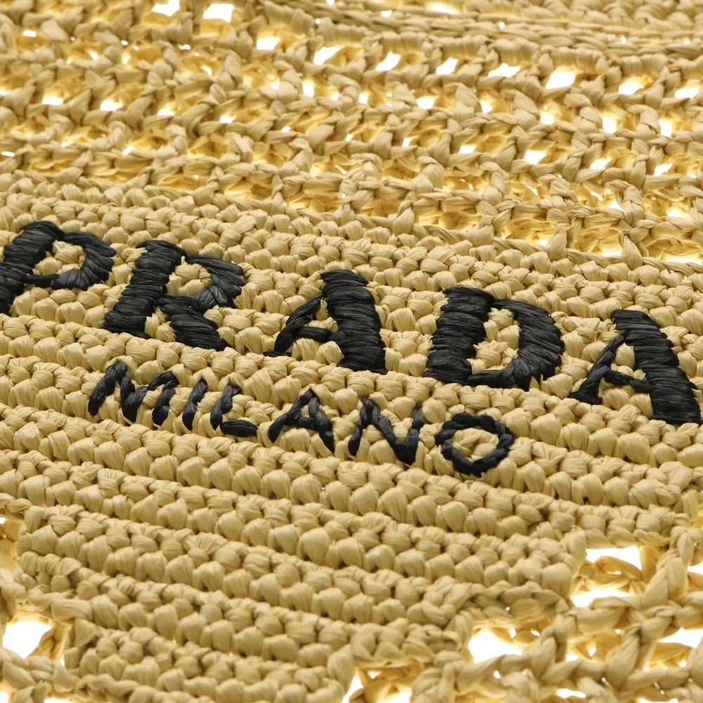 PRADA(プラダ) クロシェ トライアングルロゴ トートバッグ ハンドバッグ ベージュ ラフィア 1BG393