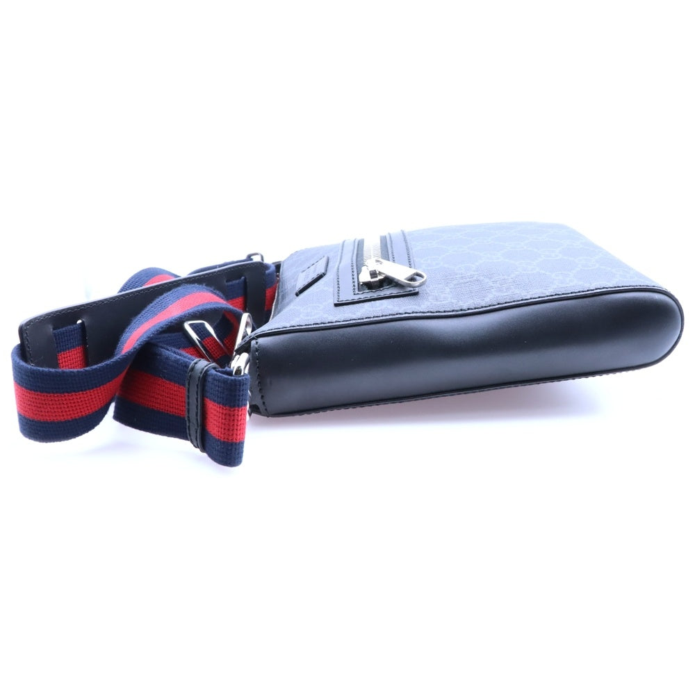 GUCCI(グッチ) GGスプリーム メッセンジャーバッグ ショルダーバッグ ブラック シルバー金具 レザー×PVC 523599
