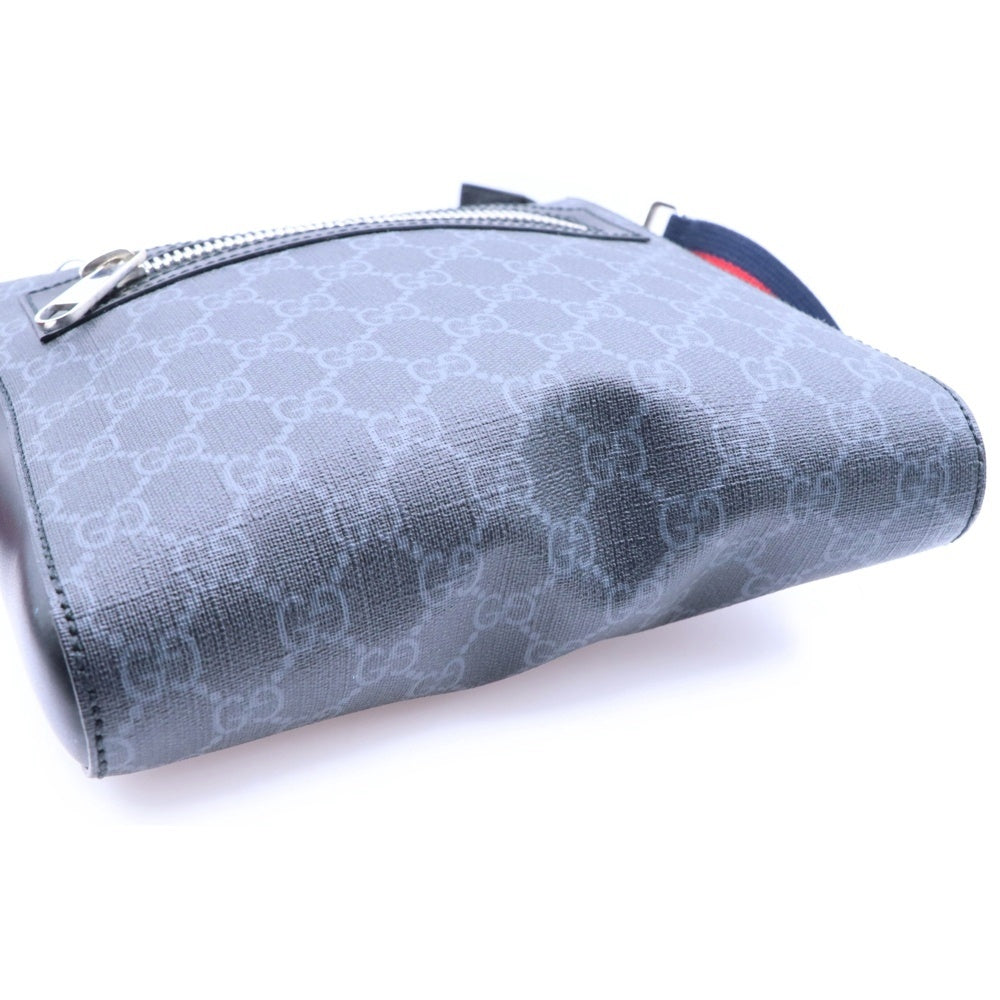GUCCI(グッチ) GGスプリーム メッセンジャーバッグ ショルダーバッグ ブラック シルバー金具 レザー×PVC 523599