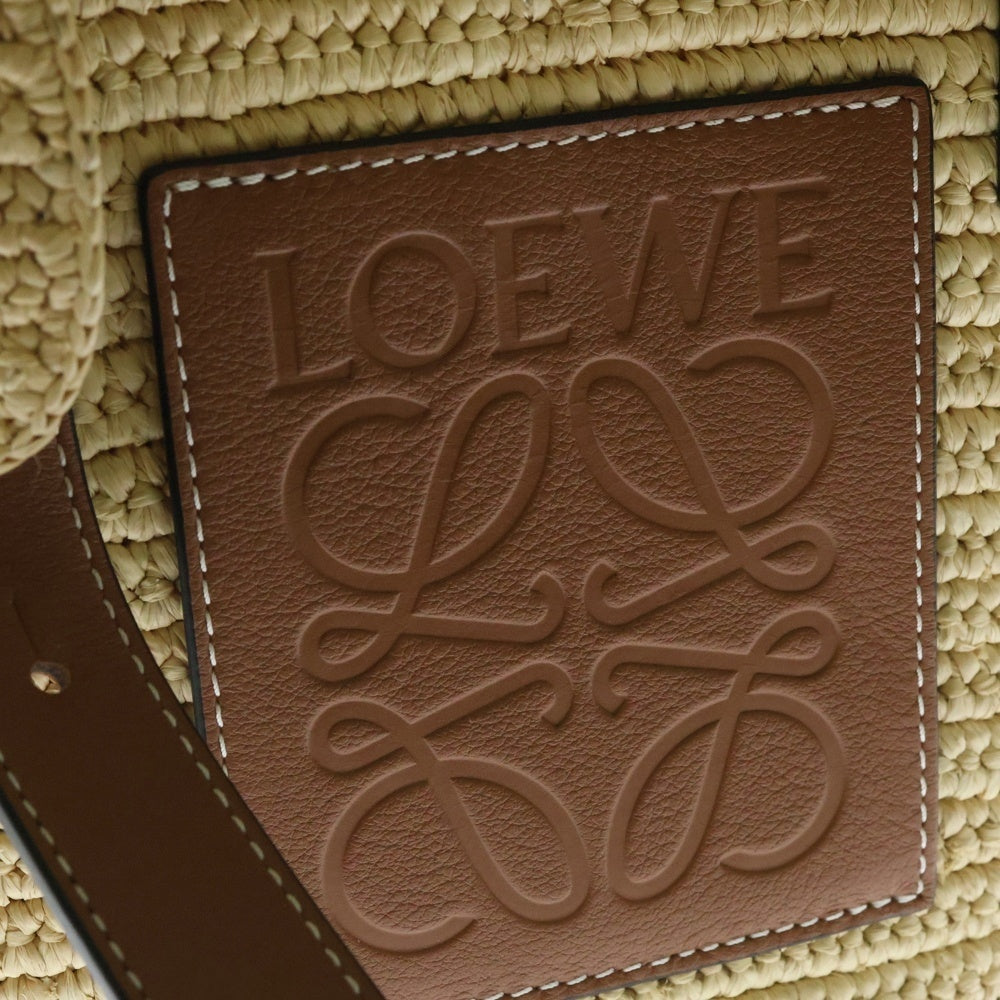 LOEWE(ロエベ) バスケット スモール ハンドバッグ カゴバッグ ベージュ×ブラウン レザー×ラフィア