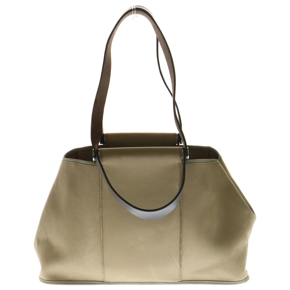 HERMES(エルメス) カバックエランPM トートバッグ ハンドバッグ レザー×キャンバス ブラウン レザー シルバー金具
