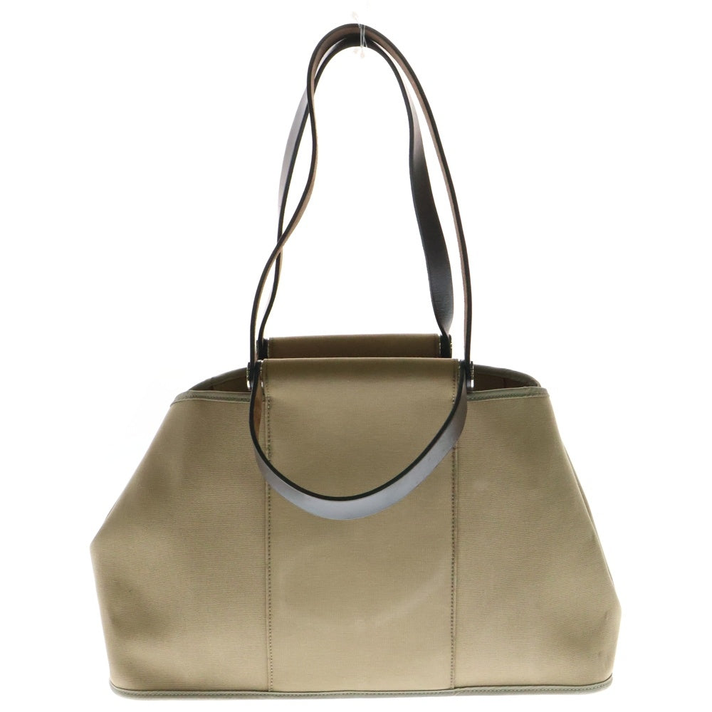 HERMES(エルメス) カバックエランPM トートバッグ ハンドバッグ レザー×キャンバス ブラウン レザー シルバー金具