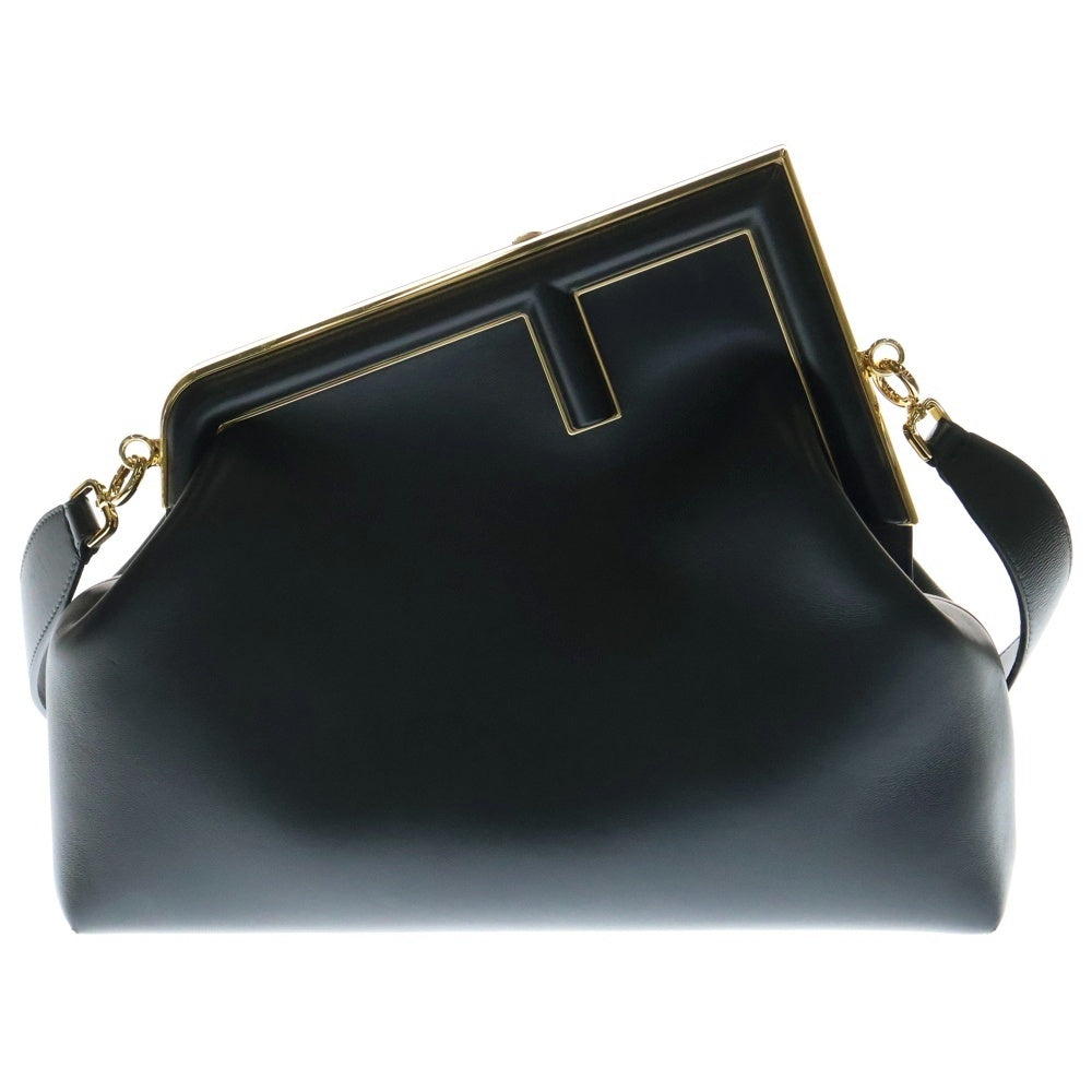 FENDI(フェンディ) ファースト Fロゴ 2WAY クラッチ チェーン ショルダーバッグ ゴールド金具 ブラック