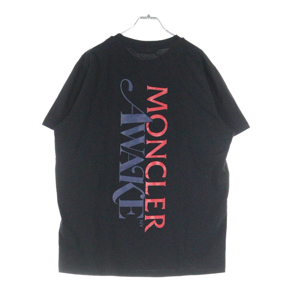MONCLER(モンクレール) ×AWAKE NY MAGLIA T-SHIRT Back Print F10928C70910 V8141 ×アウェイクニューヨーク マグリア バックプリント クルーネック半袖Tシャツカットソー ブラック