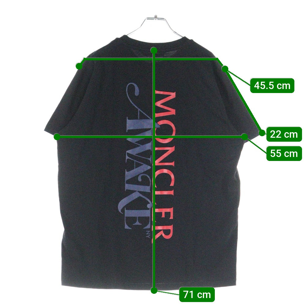MONCLER(モンクレール) ×AWAKE NY MAGLIA T-SHIRT Back Print F10928C70910 V8141 ×アウェイクニューヨーク マグリア バックプリント クルーネック半袖Tシャツカットソー ブラック