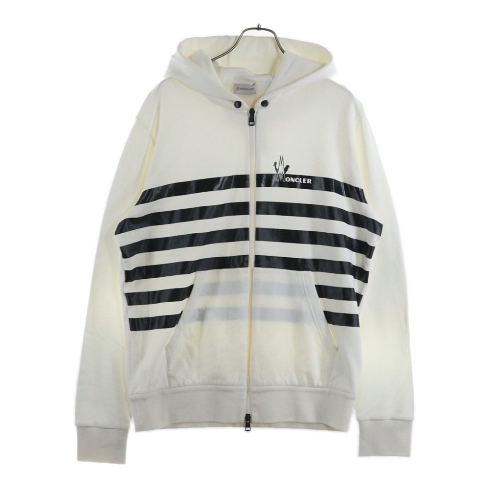 MONCLER(モンクレール) MAGLIA CARDIGAN ボーダー ロゴ ジップアップパーカー ホワイト F10918G71110