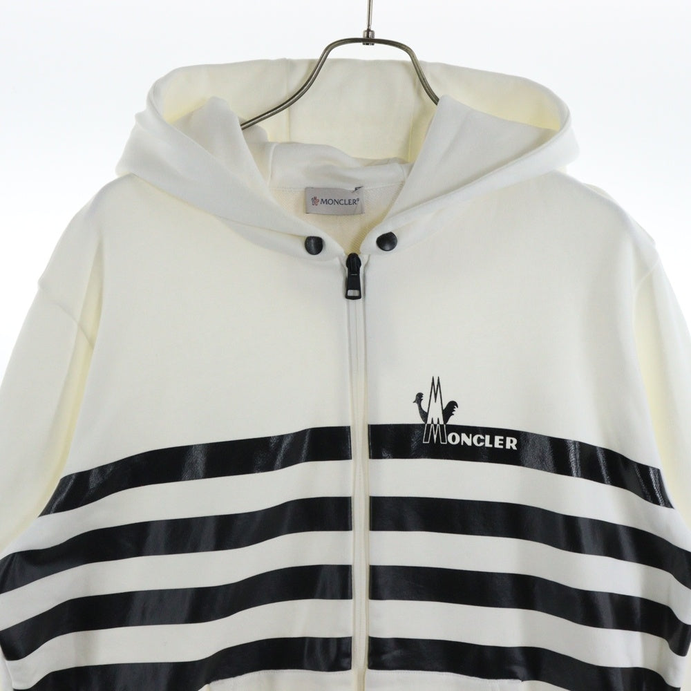 MONCLER(モンクレール) MAGLIA CARDIGAN ボーダー ロゴ ジップアップパーカー ホワイト F10918G71110