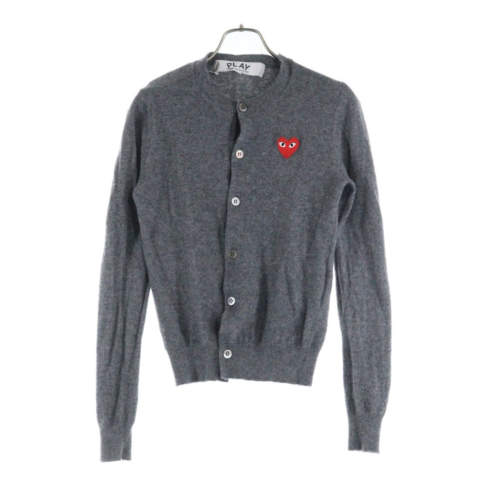 PLAY COMME des GARCONS(プレイコムデギャルソン) ロゴラウンドネックニット カーディガン グレー XS AX-N007