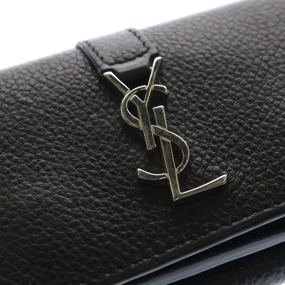 SAINT LAURENT PARIS(サンローランパリ) カサンドラ ロゴ オリガミ タイニーウォレット コンパクトウォレット 三つ折り財布 ブラック シルバー金具 レザー