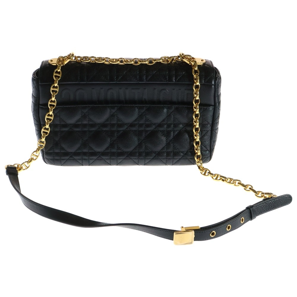 Christian Dior(クリスチャンディオール) カロ ミディアム ショルダーバッグ ブラック ラムスキン ゴールド金具 キルティング