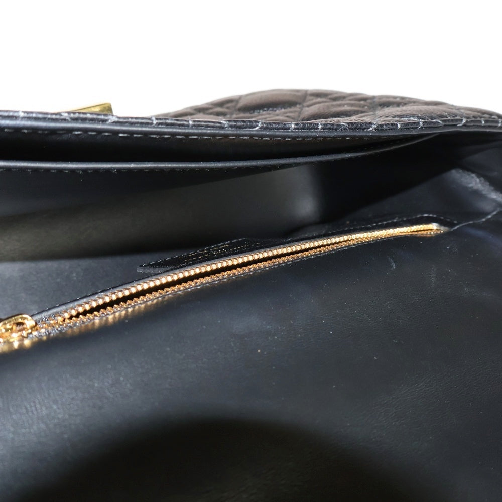 Christian Dior(クリスチャンディオール) カロ ミディアム ショルダーバッグ ブラック ラムスキン ゴールド金具 キルティング