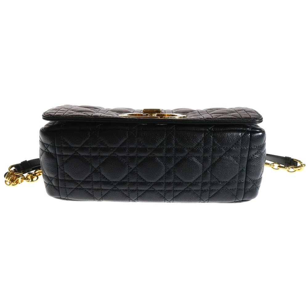 Christian Dior(クリスチャンディオール) カロ ミディアム ショルダーバッグ ブラック ラムスキン ゴールド金具 キルティング