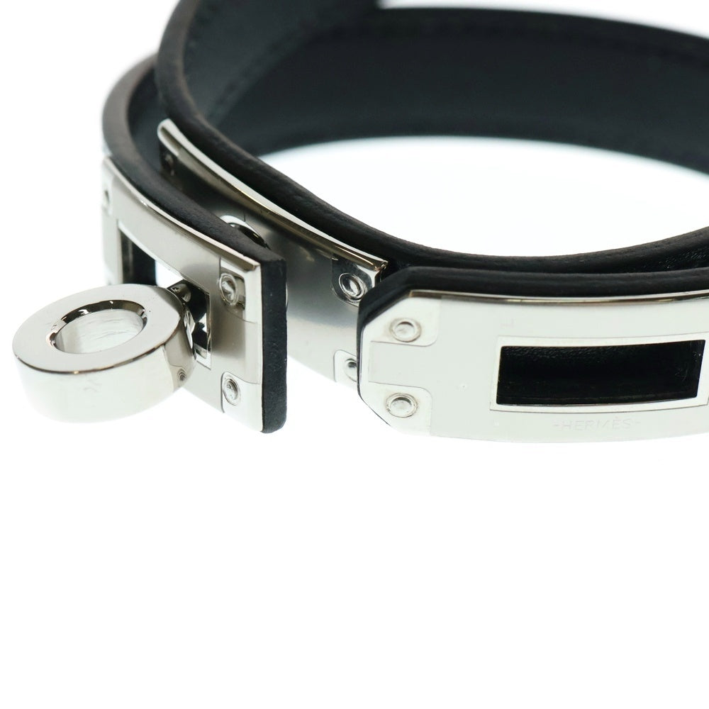 HERMES(エルメス) ケリードゥブルトゥール ブレスレット ブラック シルバー金具 レザー W刻印