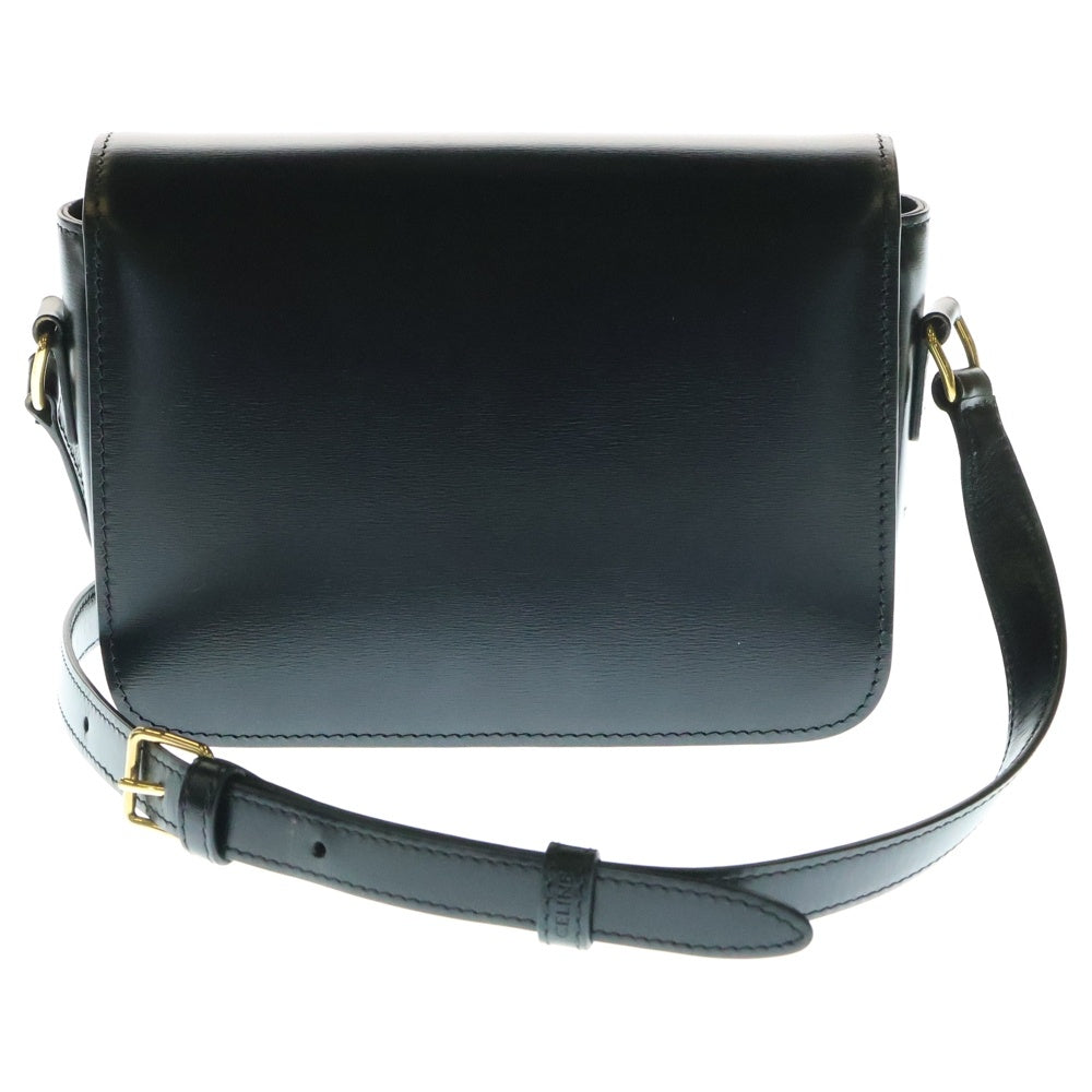 CELINE(セリーヌ) トリオンフ ティーン シャイニーカーフスキン レザーショルダーバッグ ブラック レディース