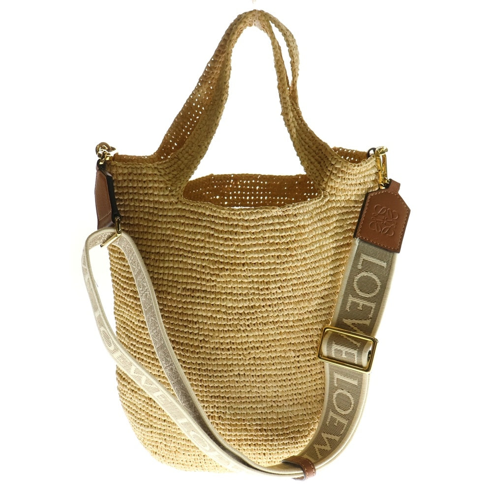 LOEWE(ロエベ) アナグラム スリットバッグ ミニ インナチュラル 2WAY ラフィアハンドバッグ ショルダーバッグ ベージュ レディース A685453X07