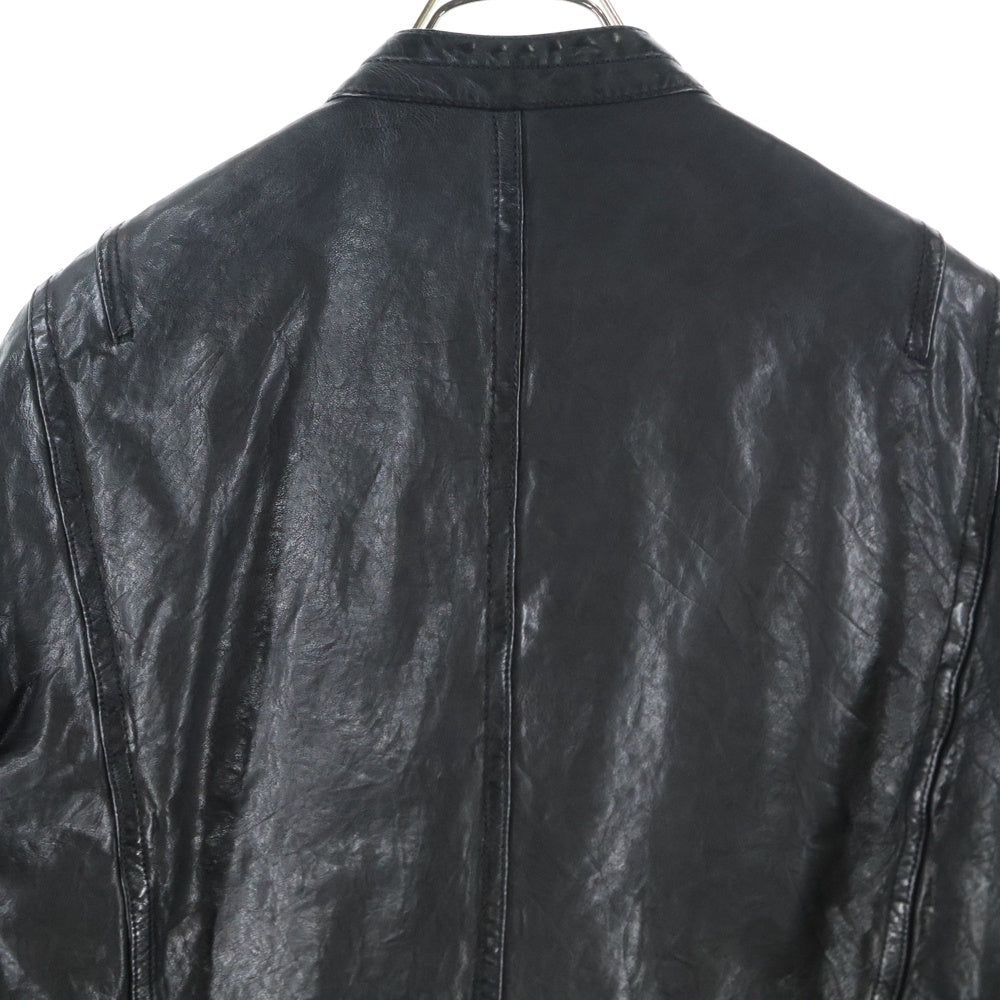 Neil Barrett(ニール バレット) シワ加工 レザージャケット ジップアップジャケット ブラック