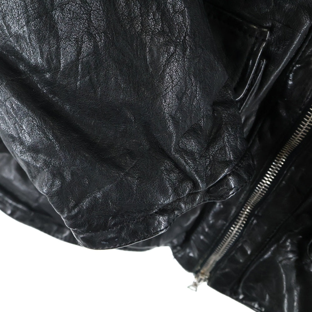 Neil Barrett(ニール バレット) シワ加工 レザージャケット ジップアップジャケット ブラック