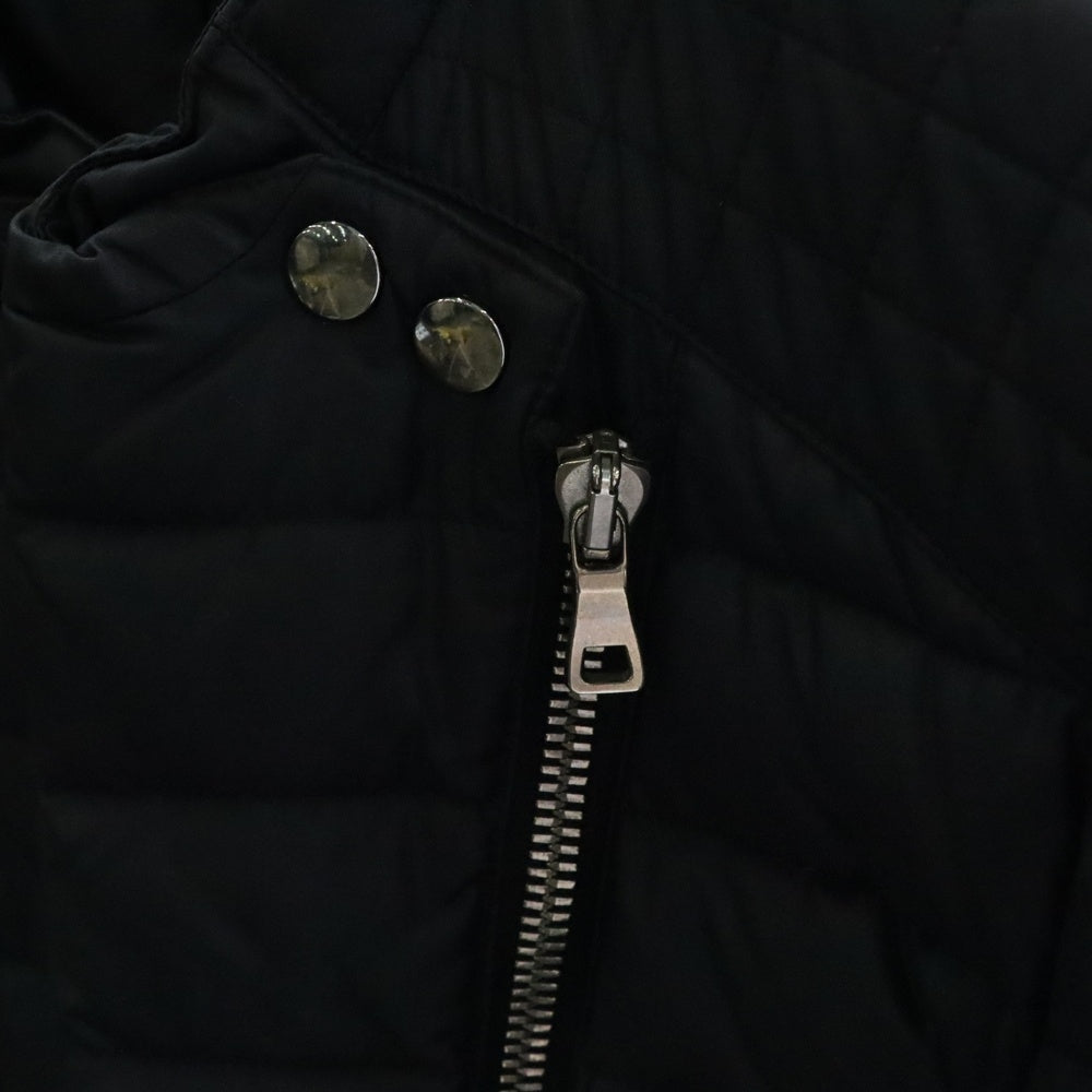 BALMAIN(バルマン) キルティング ノーカラー ジップデザイン バイカー ダウンジャケット ブラック