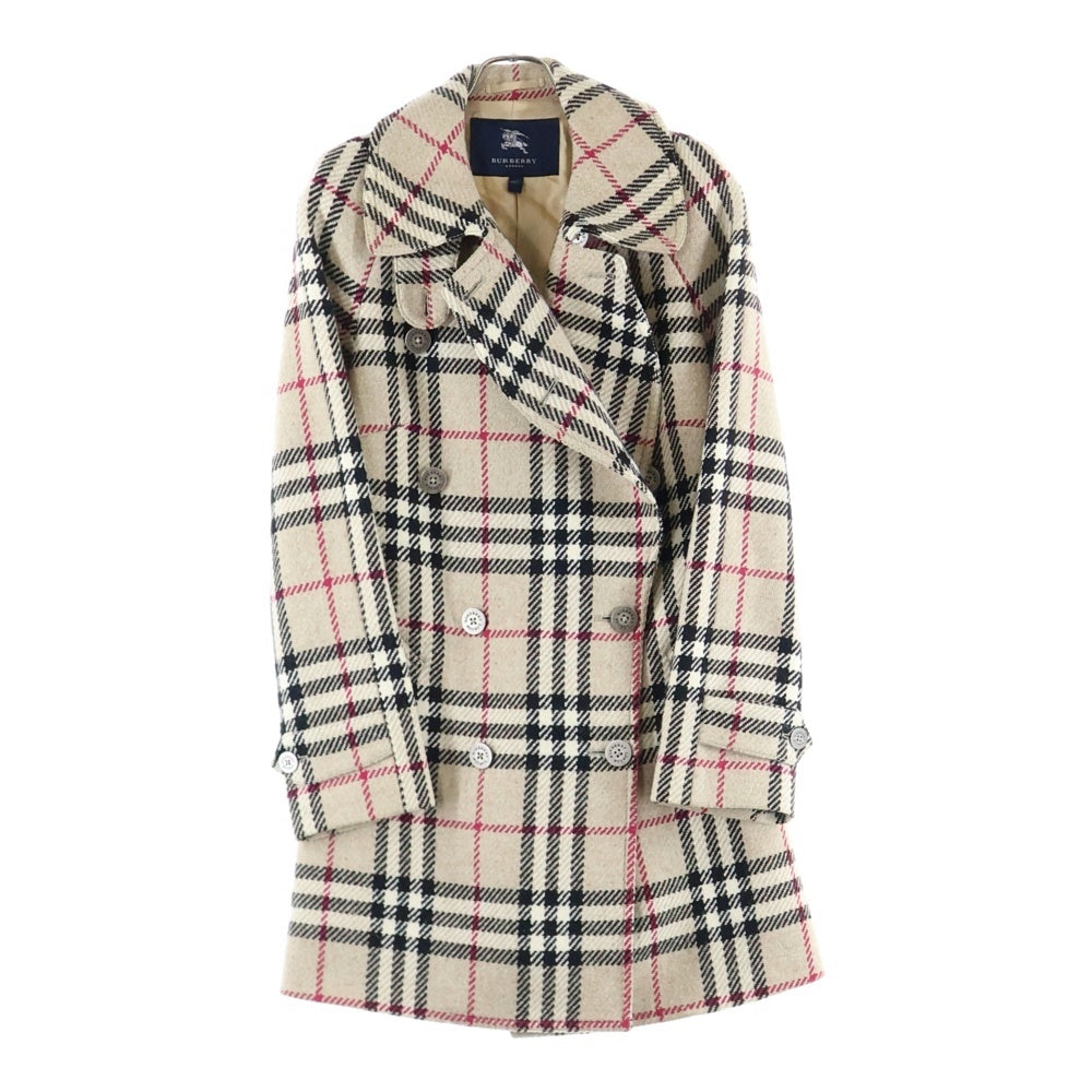 BURBERRY(バーバリー) ノバチェック総柄 ウールツイード ダブルブレスト ラグランスリーブ コート ベージュ