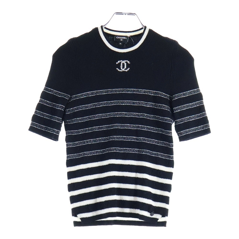 CHANEL(シャネル) ココマークボーダー半袖ニット ブラック レディース P73505K10522