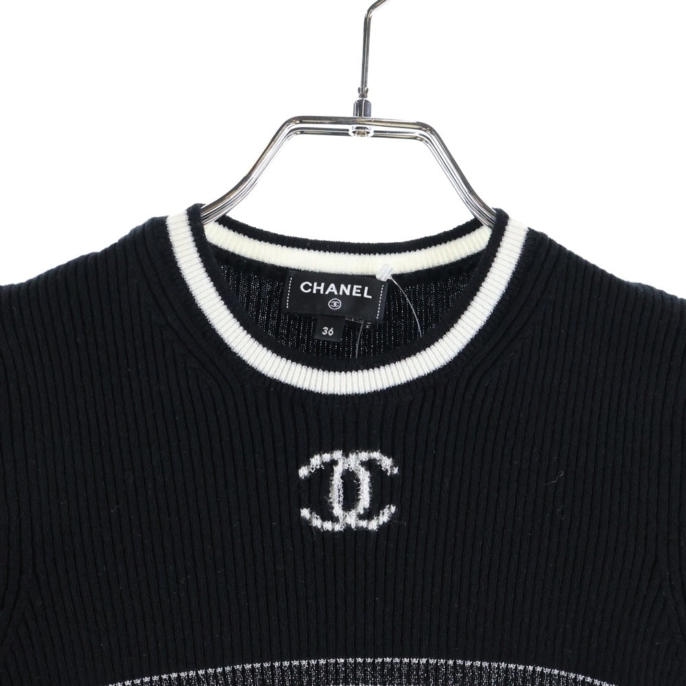 CHANEL(シャネル) ココマークボーダー半袖ニット ブラック レディース P73505K10522