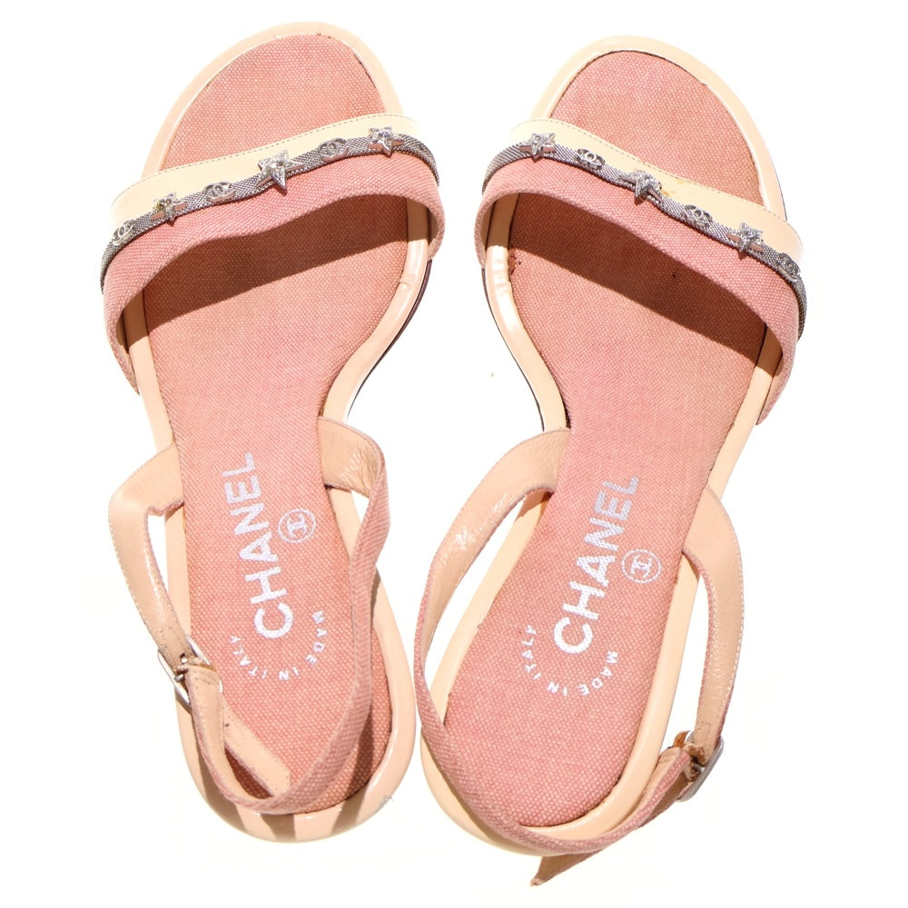 CHANEL(シャネル) ココマーク スター ラインストーン ベルト ストラップ ヒール サンダル シューズ ピンク レディース