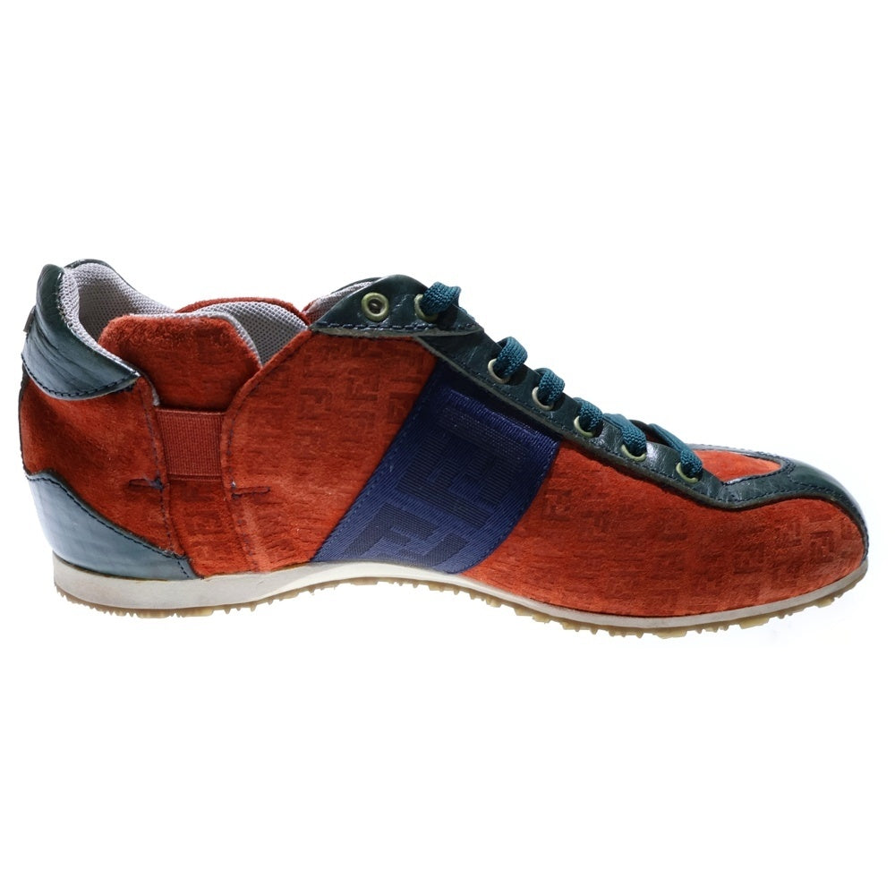 FENDI(フェンディ) ズッカ総柄 スエード コンビレザー レースアップ ローカットシューズ スニーカー レッド/グリーン レディース 8E1273