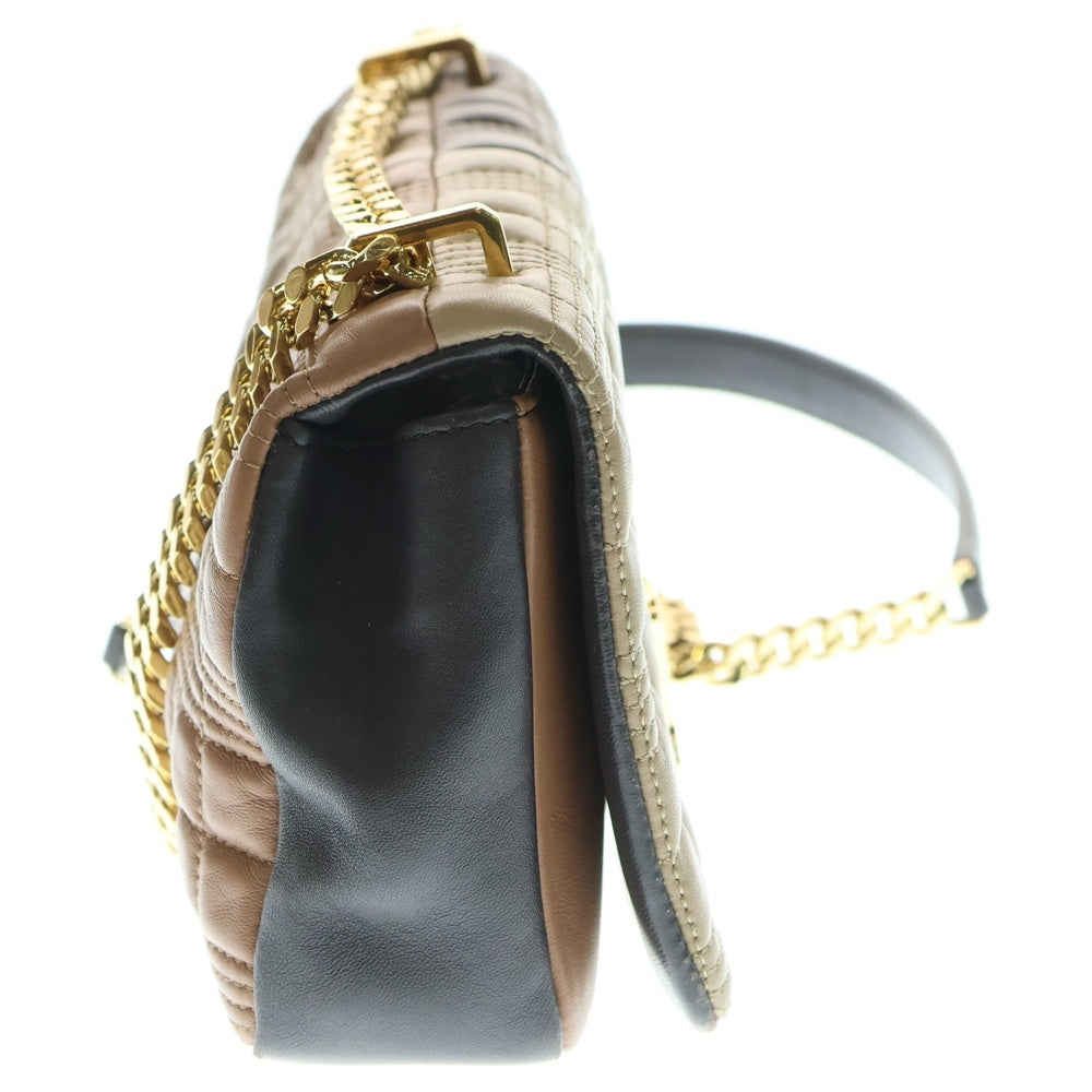 BURBERRY(バーバリー) ローラ TBロゴプレート キルティング レザー チェーン ショルダーバッグ ゴールド金具 ブラウン