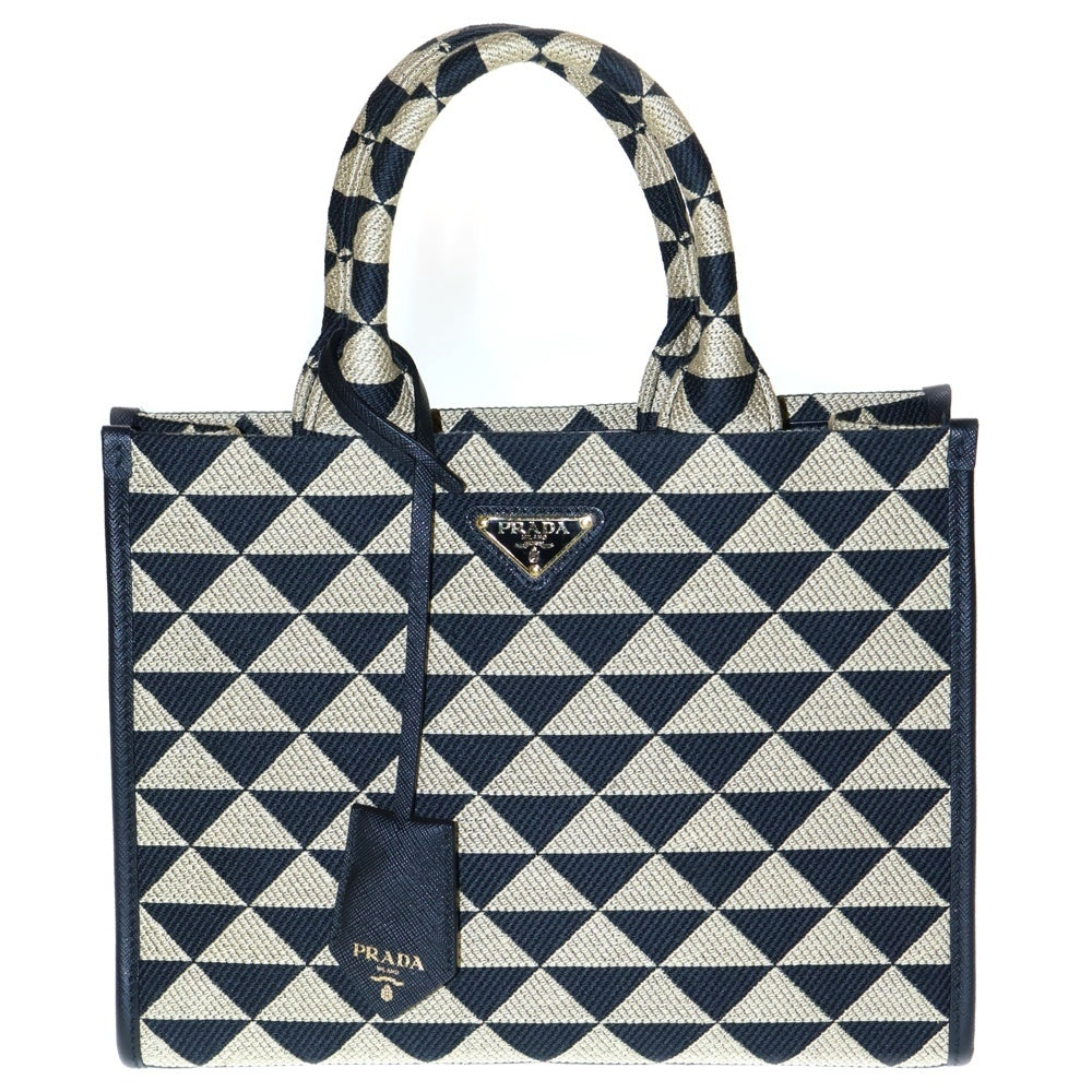 PRADA(プラダ) シンボル エンプロイダリー スモール 2wayハンドバッグ ブラック サフィアーノ×ファブリック 1BA354