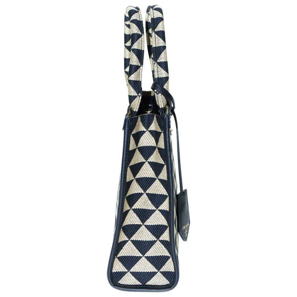 PRADA(プラダ) シンボル エンプロイダリー スモール 2wayハンドバッグ ブラック サフィアーノ×ファブリック 1BA354