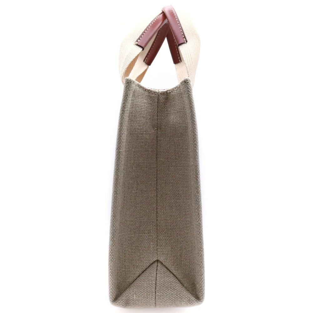 Chloe(クロエ) WOODY ウッディー 2WAY スモールトートバッグ レザー切替キャンバスハンドバッグ ショルダーバッグ ベージュ