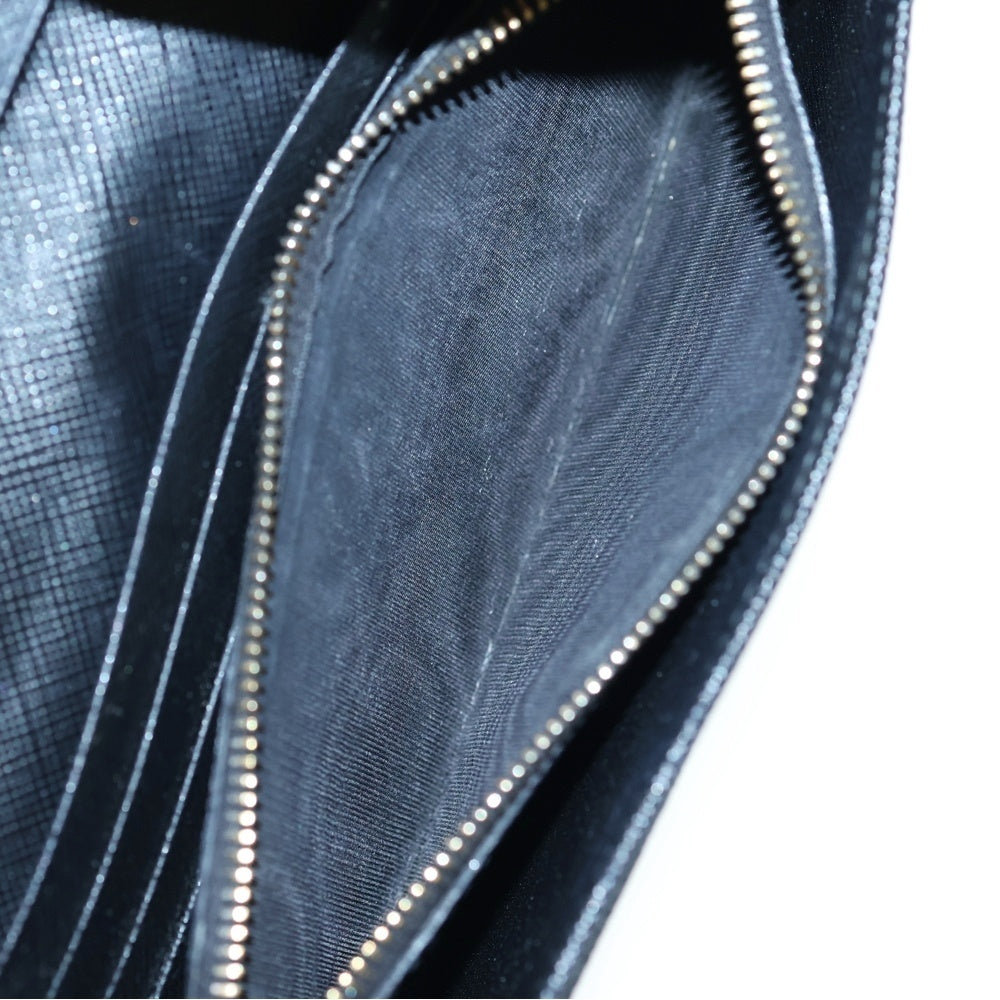 PRADA(プラダ) サフィアーノレザー ロゴプレート ロングウォレット 二つ折り長財布 ゴールド金具 ブラック 1MH132