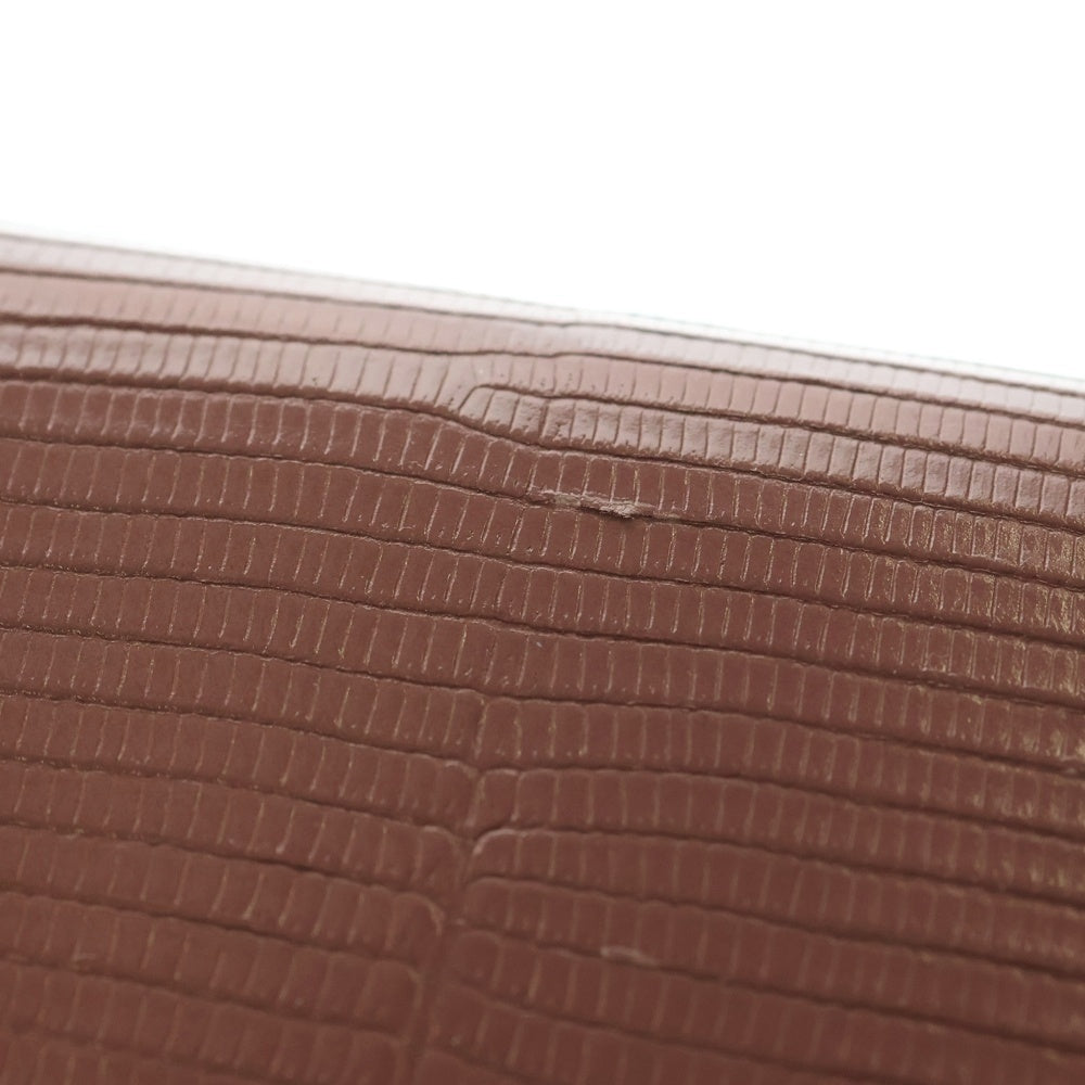 CELINE(セリーヌ) トリオンフ ロゴプレート 型押し レザー コンパクトウォレット 三つ折り財布 ゴールド金具 ピンク