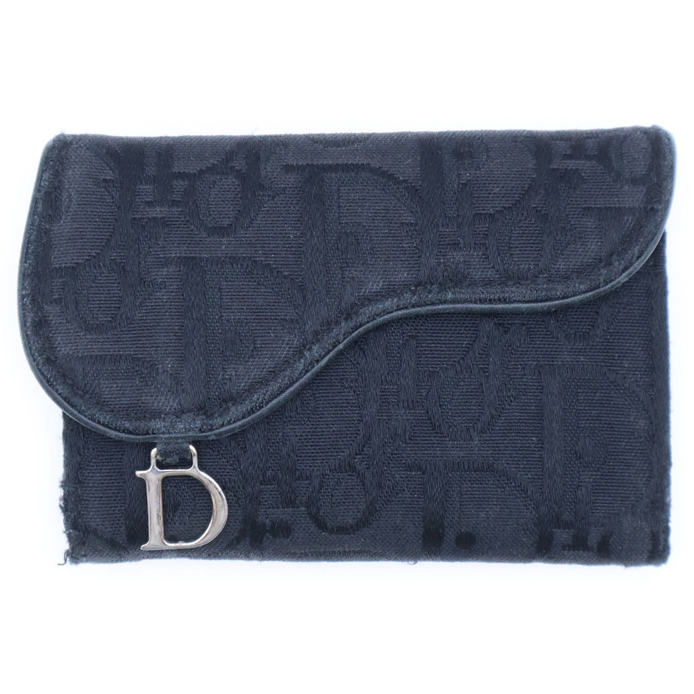 Christian Dior(クリスチャンディオール) サドル トロッター キーケース キーホルダー バッグチャーム ブラック キャンバス シルバー金具