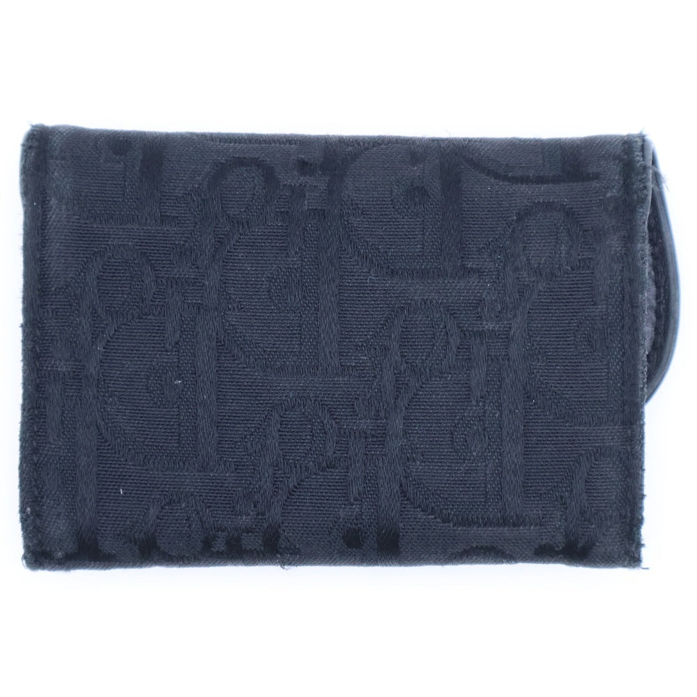 Christian Dior(クリスチャンディオール) サドル トロッター キーケース キーホルダー バッグチャーム ブラック キャンバス シルバー金具