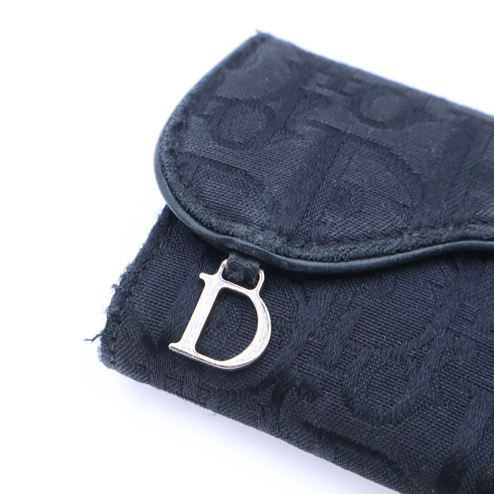 Christian Dior(クリスチャンディオール) サドル トロッター キーケース キーホルダー バッグチャーム ブラック キャンバス シルバー金具