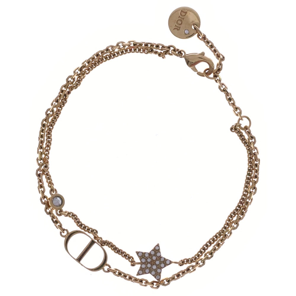 Christian Dior(クリスチャンディオール) CDロゴ スター ラインストーン ブレスレット ゴールド