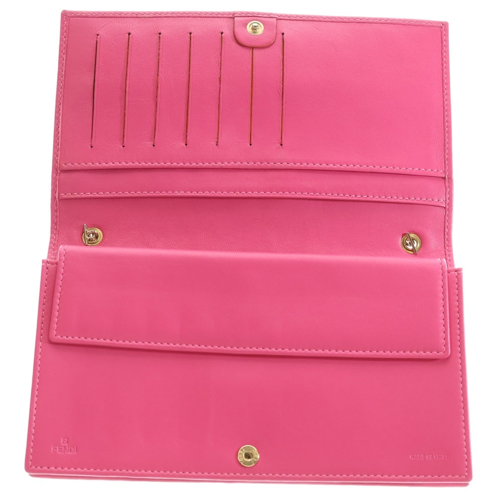 FENDI(フェンディ) ズッカ チェーンウォレット ショルダーバッグ ミニバッグ 財布 ピンク レザー 8M0251 ゴールド金具 レディース