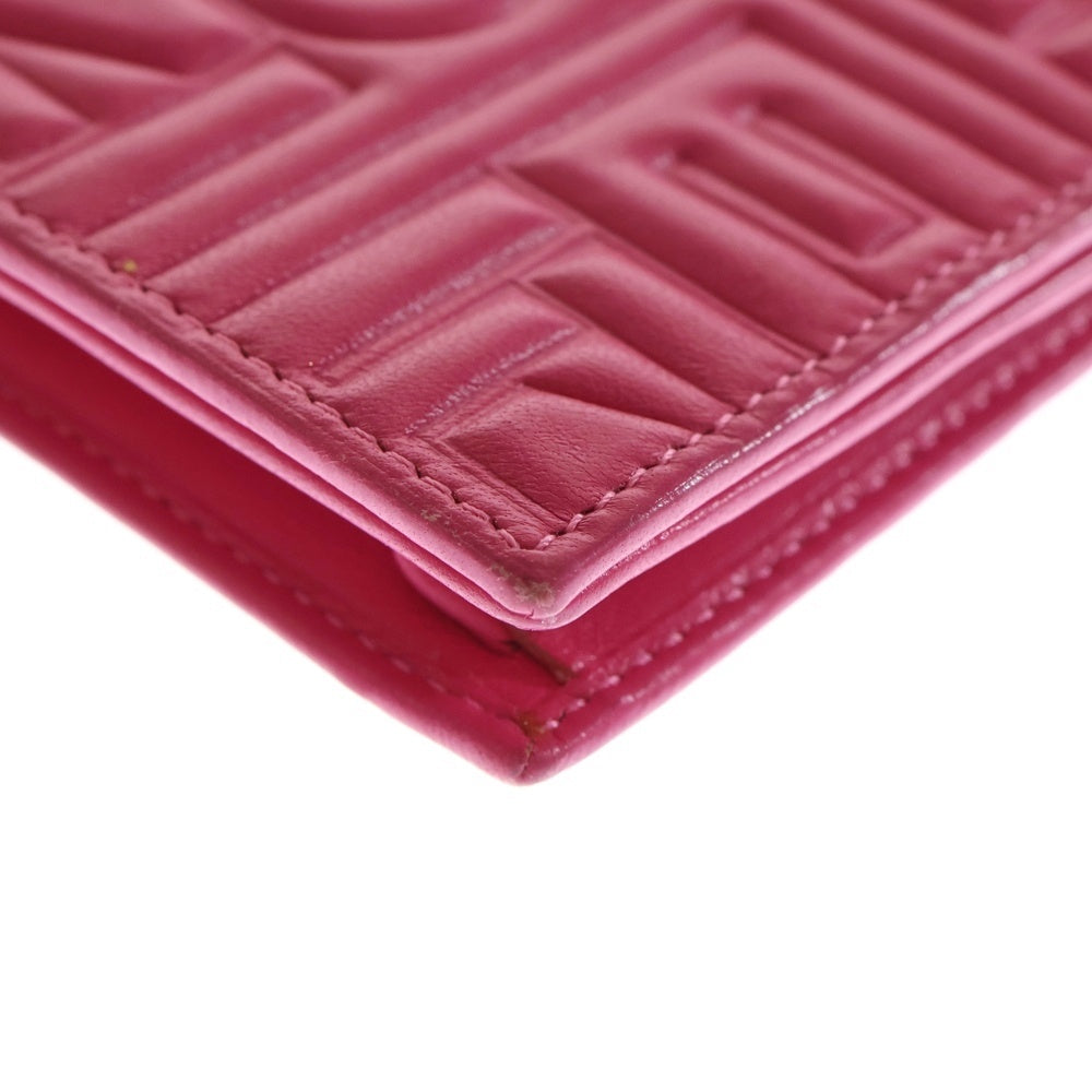 FENDI(フェンディ) ズッカ チェーンウォレット ショルダーバッグ ミニバッグ 財布 ピンク レザー 8M0251 ゴールド金具 レディース