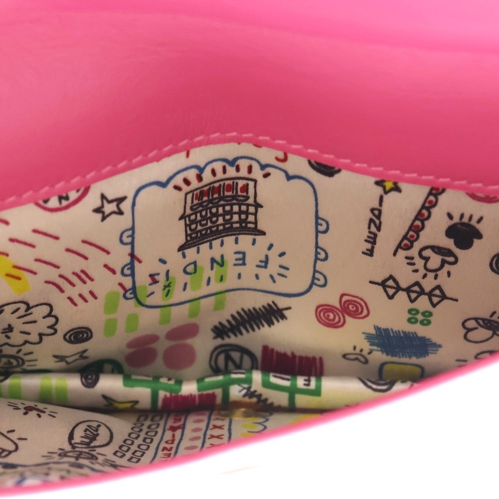 FENDI(フェンディ) ズッカ チェーンウォレット ショルダーバッグ ミニバッグ 財布 ピンク レザー 8M0251 ゴールド金具 レディース