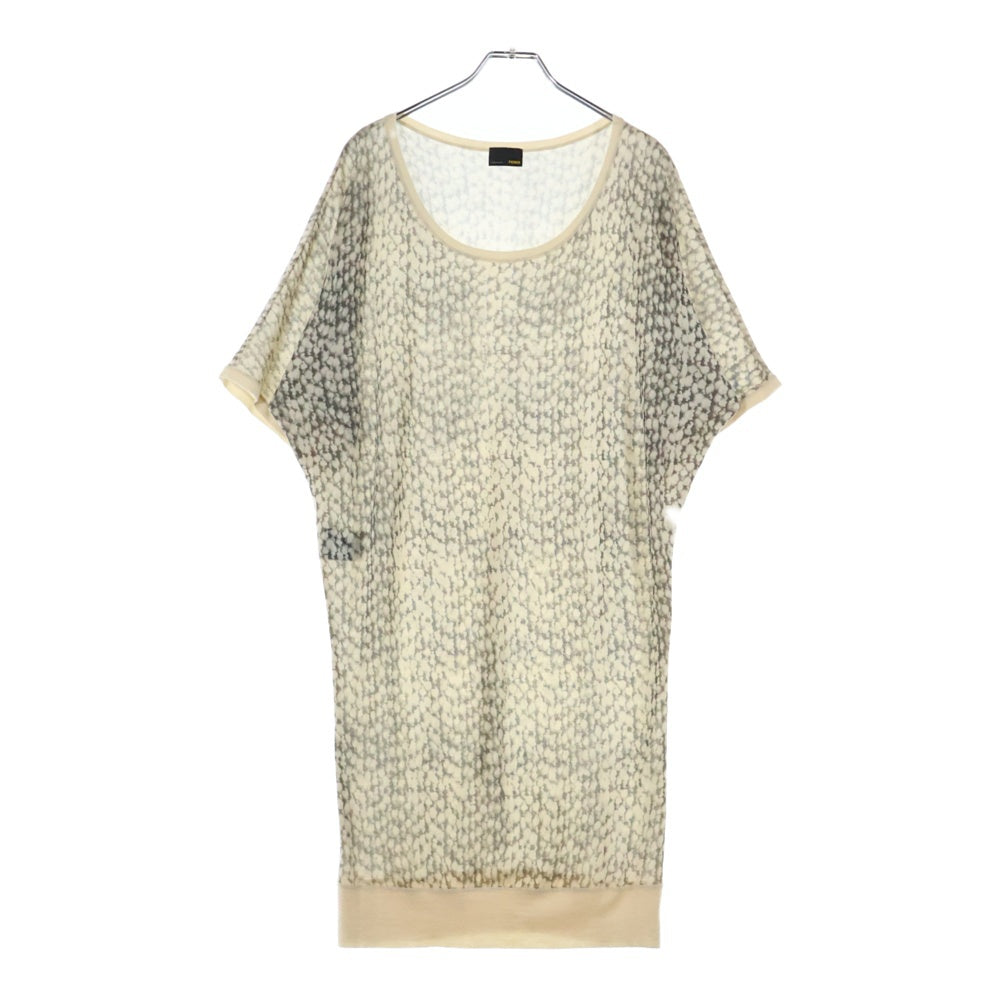 FENDI(フェンディ) 総柄プリント カシミヤ 半袖ニット ワンピース FENDI(フェンディ) 総柄プリント カシミヤ 半袖ニット ワンピース