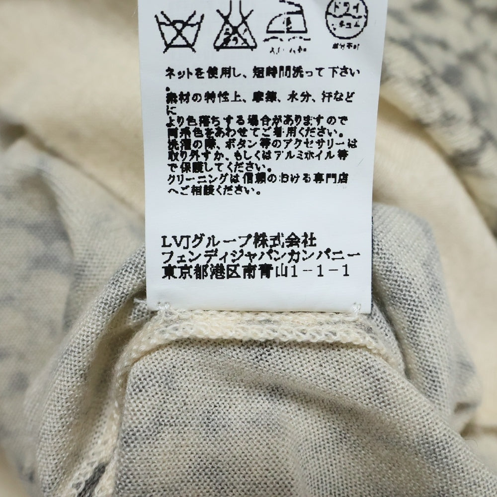 FENDI(フェンディ) 総柄プリント カシミヤ 半袖ニット ワンピース ベージュ レディース