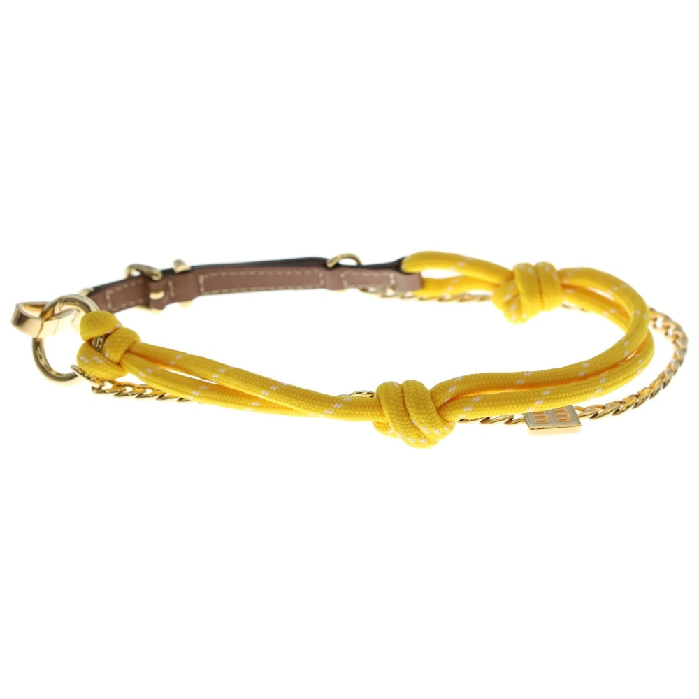 miumiu(ミュウミュウ) チェーンチャーム バッグチャーム メッキ×レザー ブラウン×tイエロー ゴールド金具 レディース