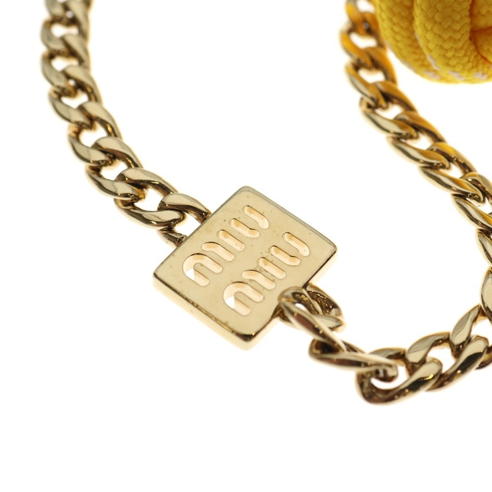 miumiu(ミュウミュウ) チェーンチャーム バッグチャーム メッキ×レザー ブラウン×tイエロー ゴールド金具 レディース