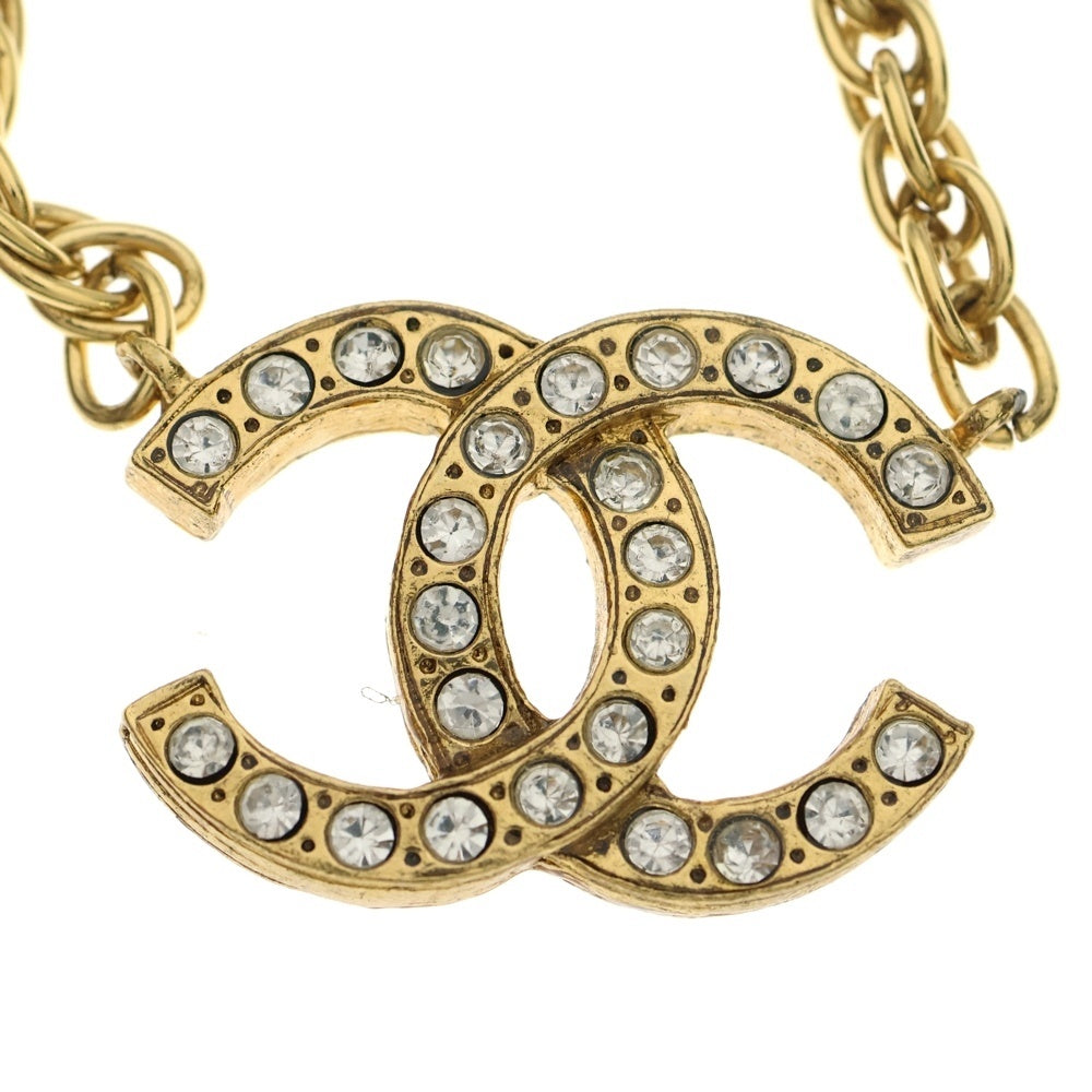 CHANEL(シャネル) ラインストーン ココマーク チョーカー ネックレス チェーン ゴールド